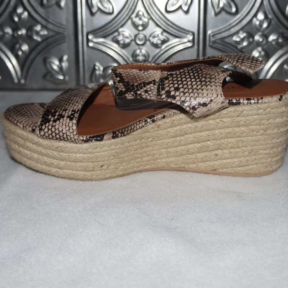 Cityclassified Size 7 Snake Print Espadrille Platform Sandals Wedges
